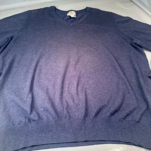 LL Bean Cotton V Neck Sweater Men Cashmere Pullover Shirt Long Sleeve Large - Picture 3 of 14